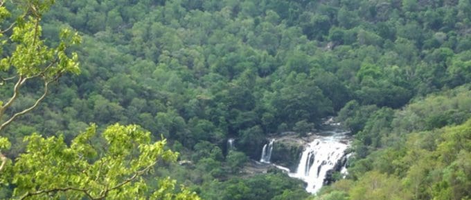 Top View of Thoovanam Waterfalls